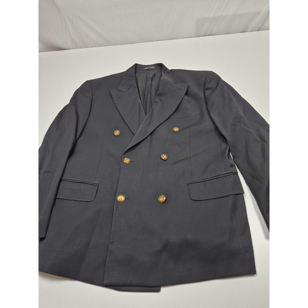 Zanieri Blazer Mens 42 Black Wool Reda Double Breasted Sport Coat Italy FLAW